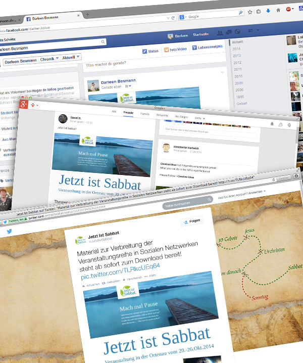 Socialmedia und Email Anzeige fürJetzt Ist Sabbat 2014